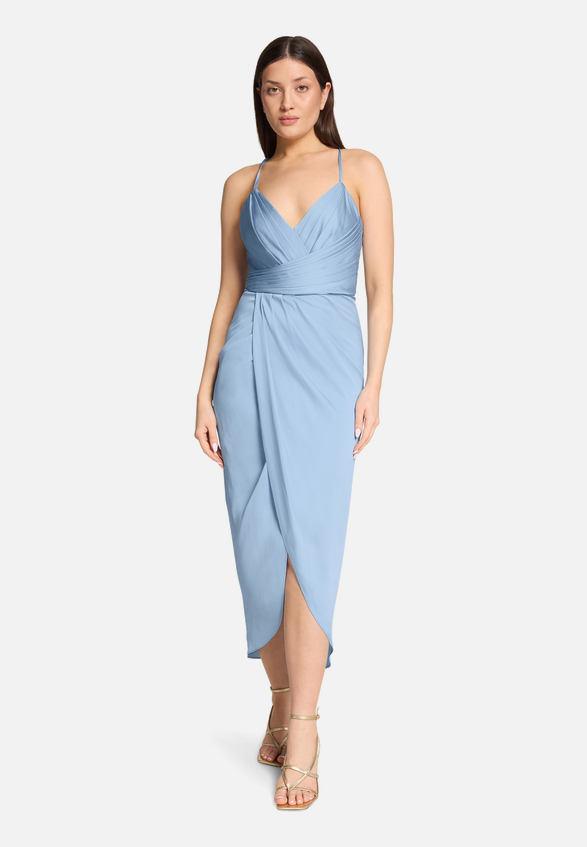 Abendkleid mit Raffung / Modellfoto Vorderseite