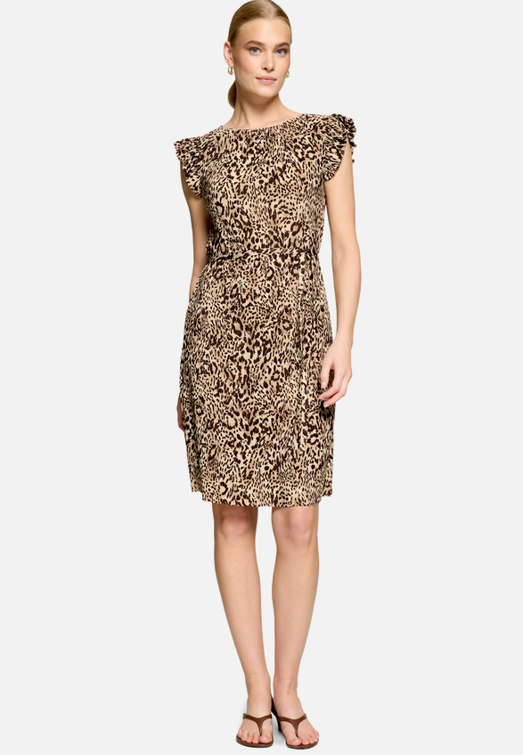 Minikleid mit Leoprint / Modellfoto Vorderseite