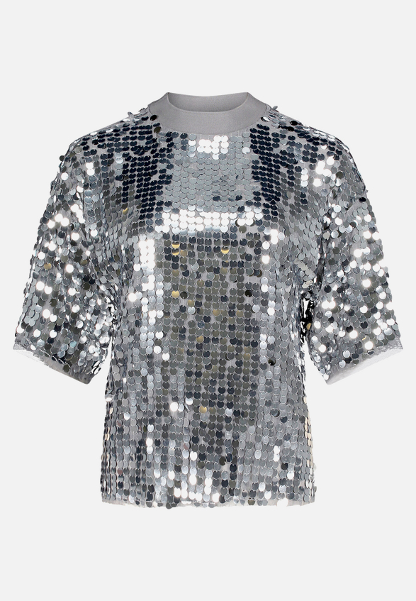 Pailletten-Pullover mit Rippbündchen / Vorderseite