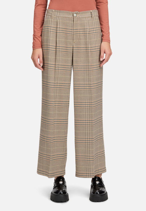 Karo-Hose mit Bundfalten / Modellfoto Vorderseite