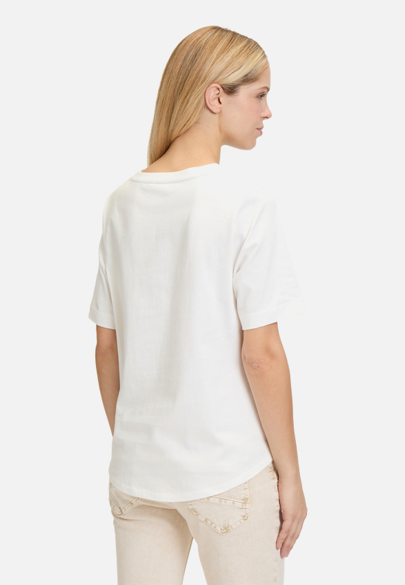 Rundhals-Shirt mit Schleifenknoten / Modellfoto Rückseite