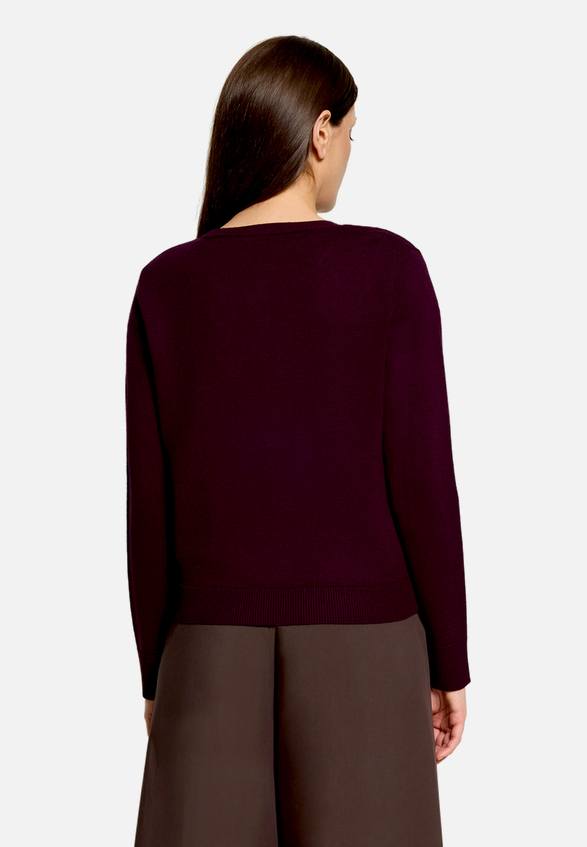 Feinstrickjacke mit Rundhalsausschnitt / Modellfoto Rückseite