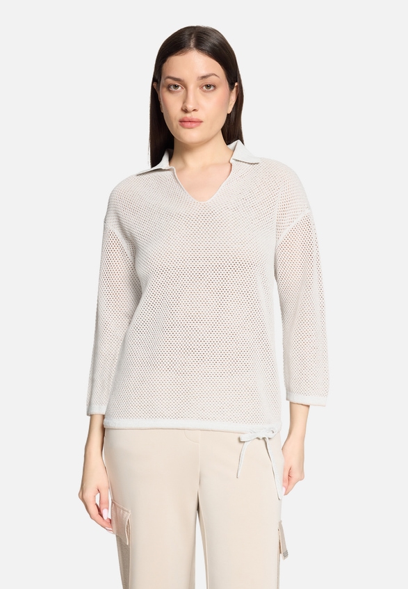 Strickpullover mit Kragen / Modellfoto Vorderseite