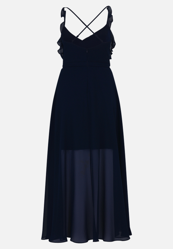 Abendkleid mit Volant / Rückseite