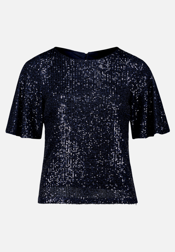 Pailletten-Bluse mit Flügelärmeln / Vorderseite