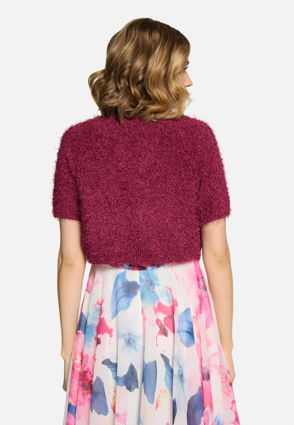 Sommer-Strickjacke mit Effektgarn / Modellfoto Rückseite