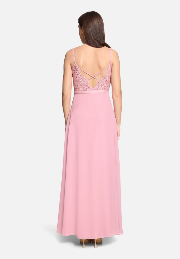 Abendkleid mit Stickerei / Modellfoto Rückseite