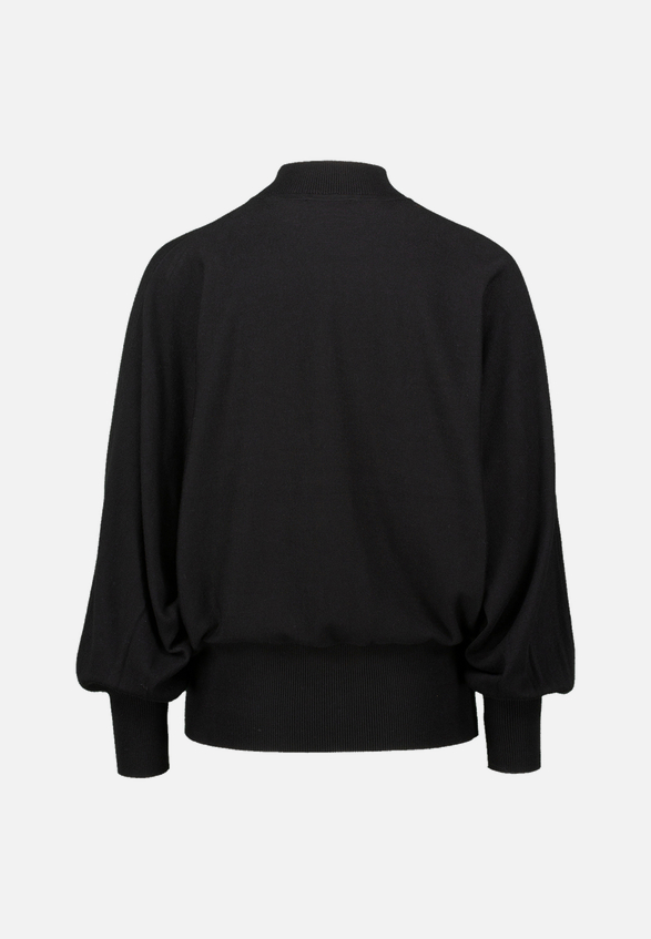 Feinstrickpullover mit Stehkragen / Rückseite