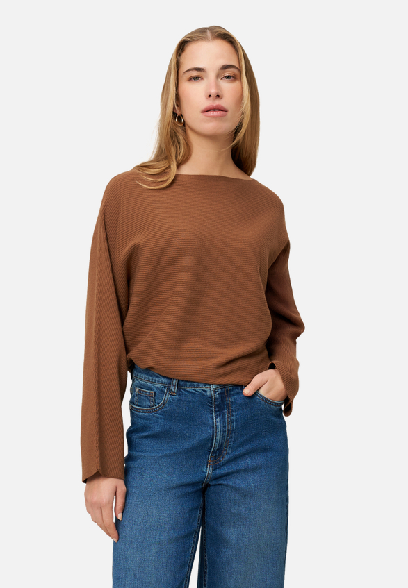 Strickpullover mit U-Bootausschnitt / Modellfoto Vorderseite