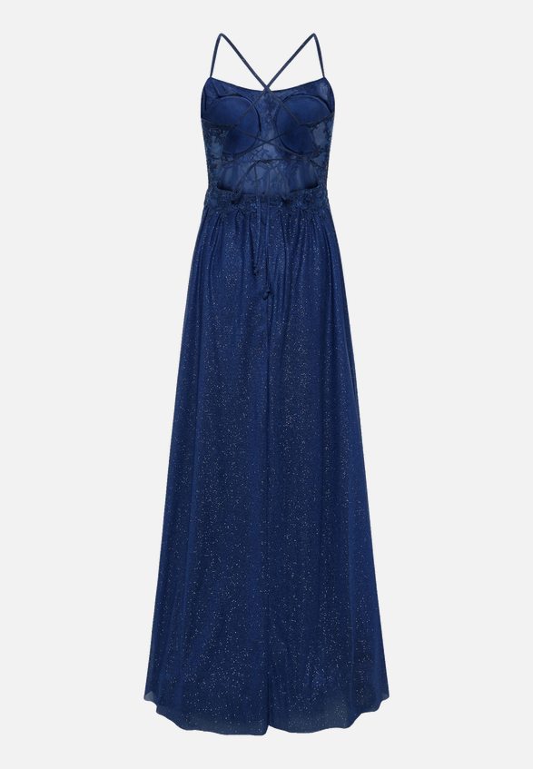 Abendkleid im Glitzer-Look / Rückseite