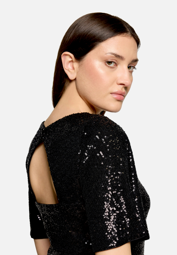 Pailletten-Bluse mit Flügelärmeln / Detailbild
