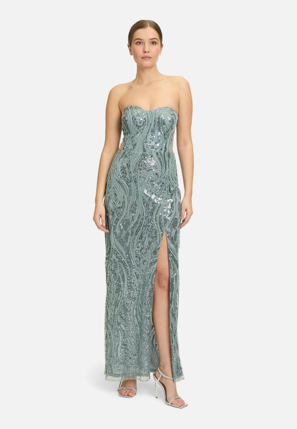 Abendkleid mit Pailletten / Modellfoto Vorderseite