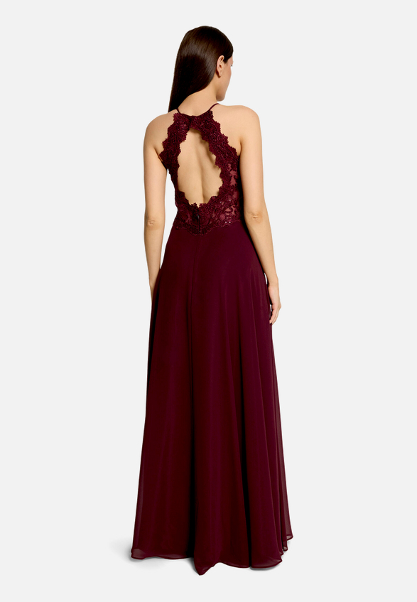 Abendkleid rückenfrei / Modellfoto Rückseite