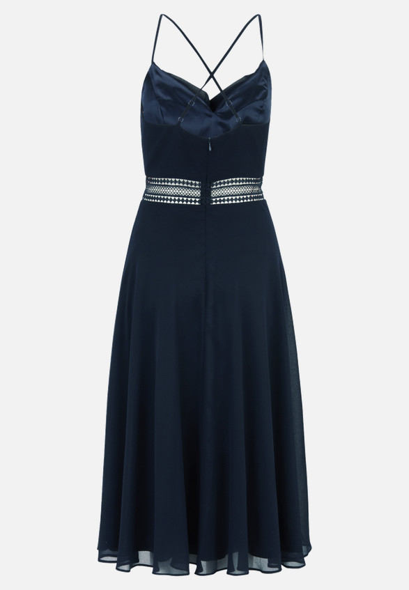 Cocktailkleid mit Wasserfallausschnitt / Rückseite