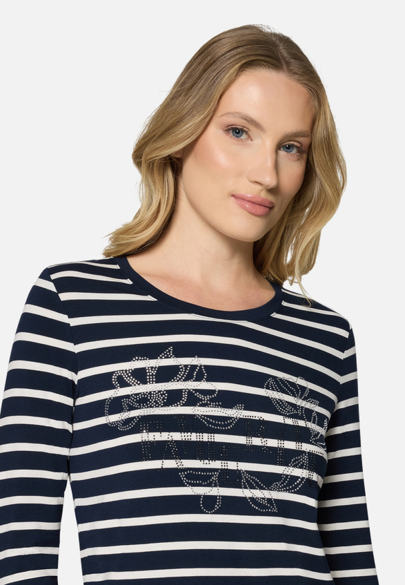 Ringelshirt mit Schmucksteinen / Detailbild