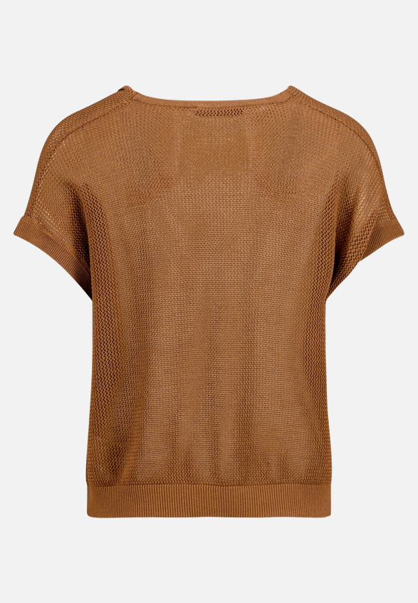 Lochstrick-Pullover mit Wasserfallausschnitt / Rückseite