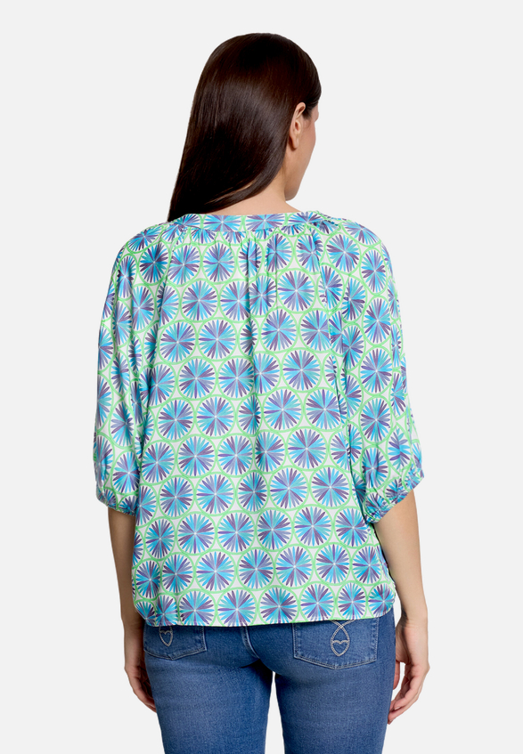 Casual-Bluse mit Raffung / Modellfoto Rückseite