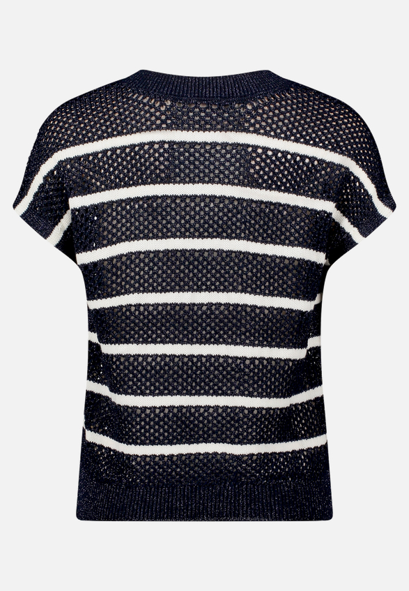 Lochstrick-Pullover mit Streifen / Rückseite
