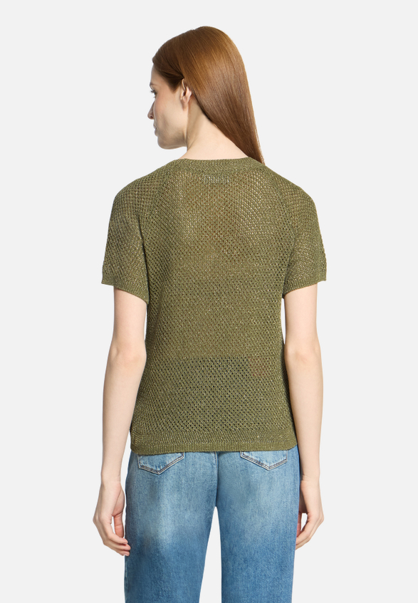Strickpullover mit Rundhalsausschnitt / Modellfoto Rückseite