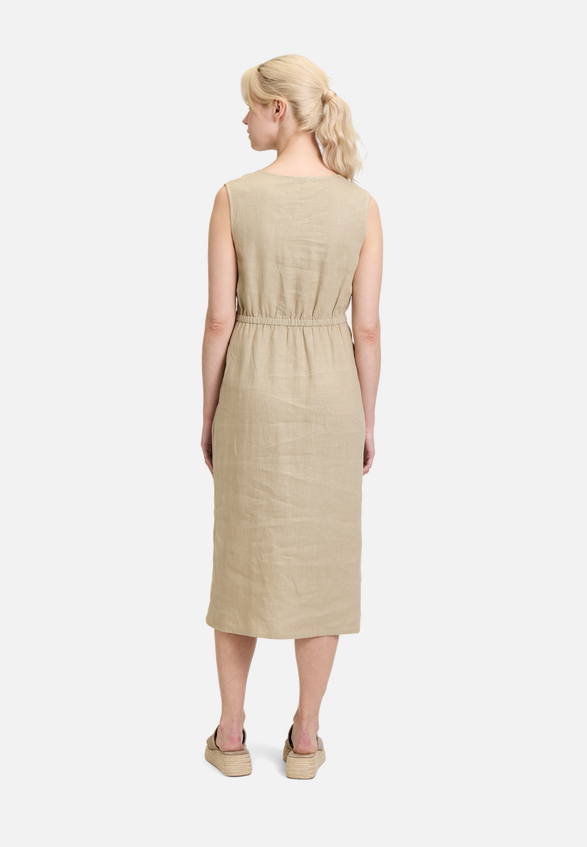 Leinenkleid mit Cut-Outs / Modellfoto Rückseite