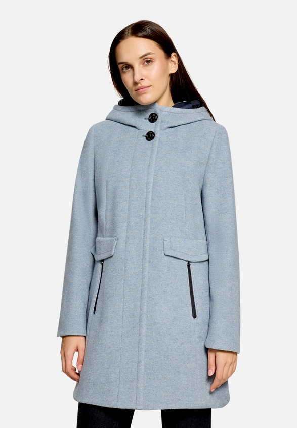 Wolljacke mit Kapuze / Modellfoto Vorderseite