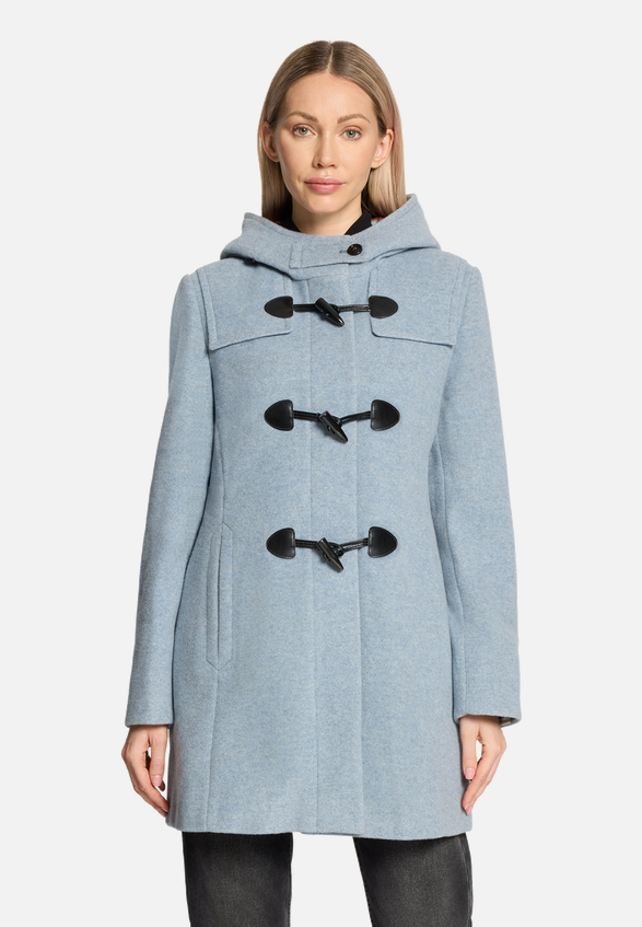 Dufflecoat mit Kapuze / Modellfoto Vorderseite