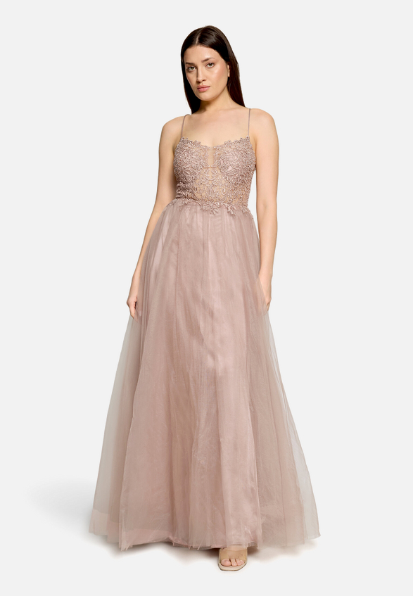 Abendkleid mit Stickerei / Modellfoto Vorderseite