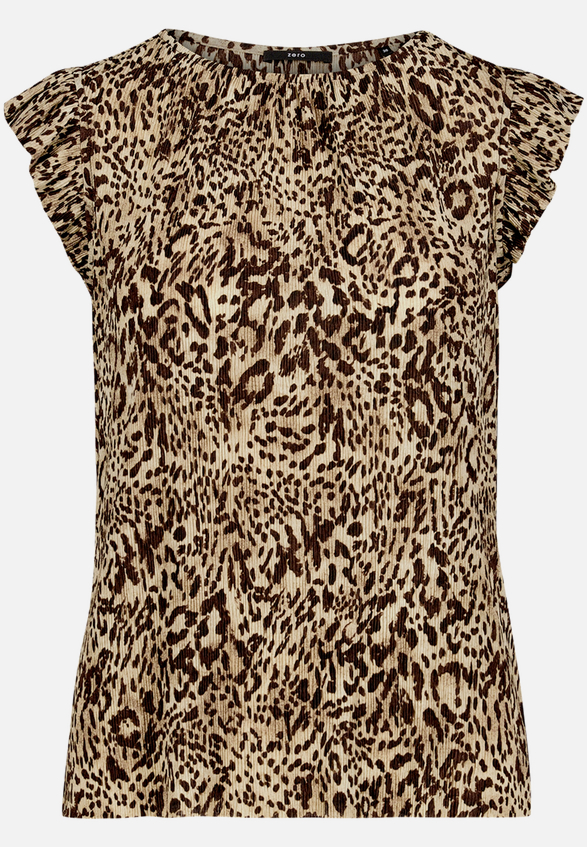 T-Shirt  gerafft mit Leoprint  / Vorderseite