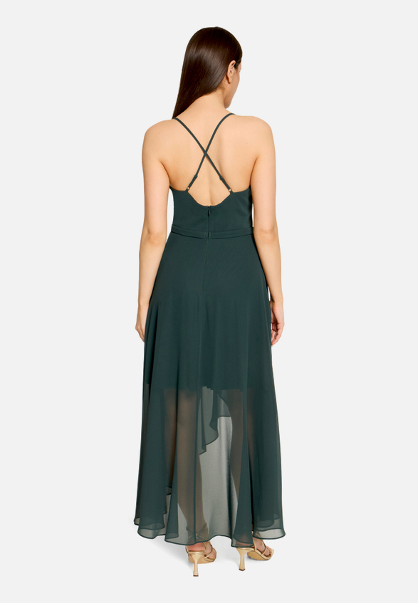 Abendkleid mit Volant / Modellfoto Rückseite