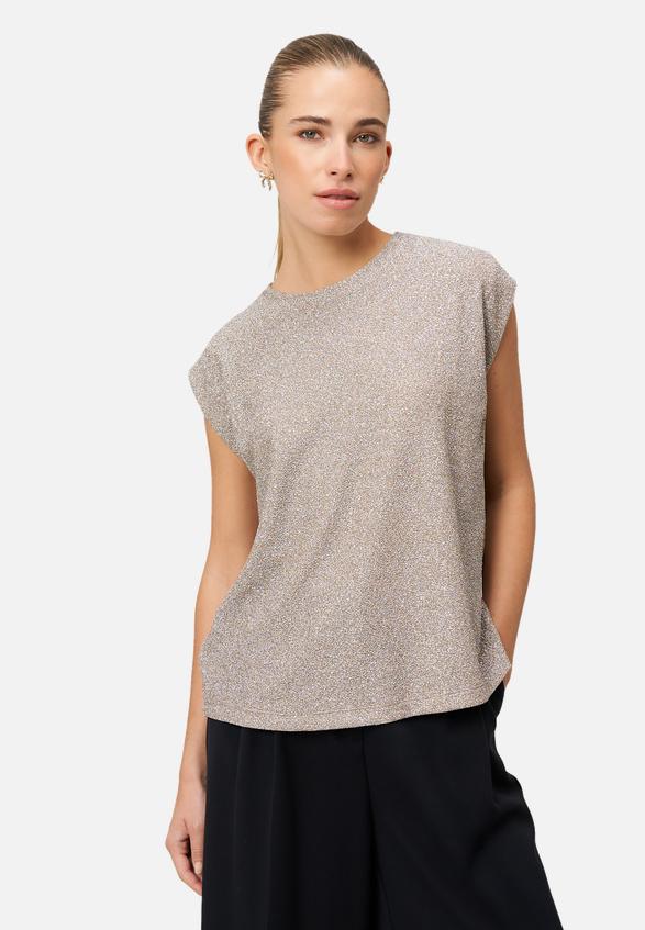 Glitzer-Shirt mit Rundhalsausschnitt / Modellfoto Vorderseite