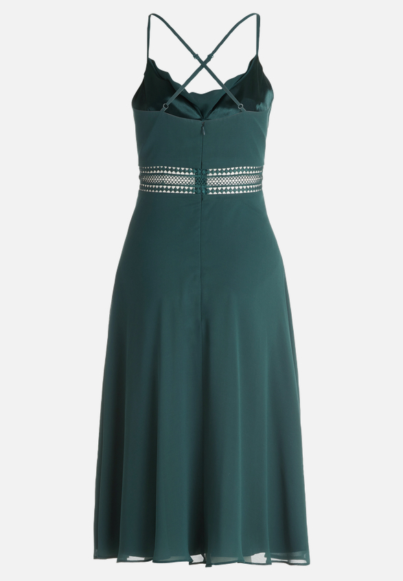 Cocktailkleid mit Wasserfallausschnitt / Rückseite