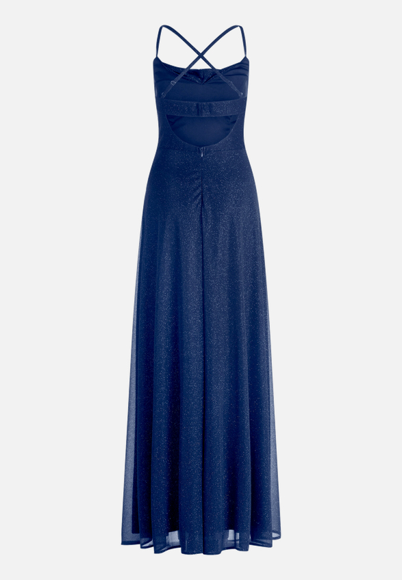 Abendkleid mit Wasserfallausschnitt / Rückseite