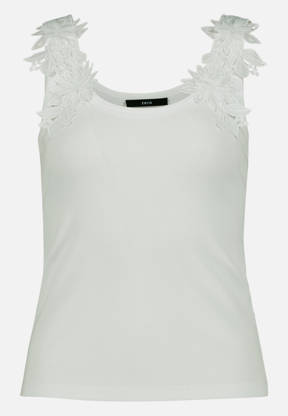 Top  mit floraler Spitze  / Vorderseite