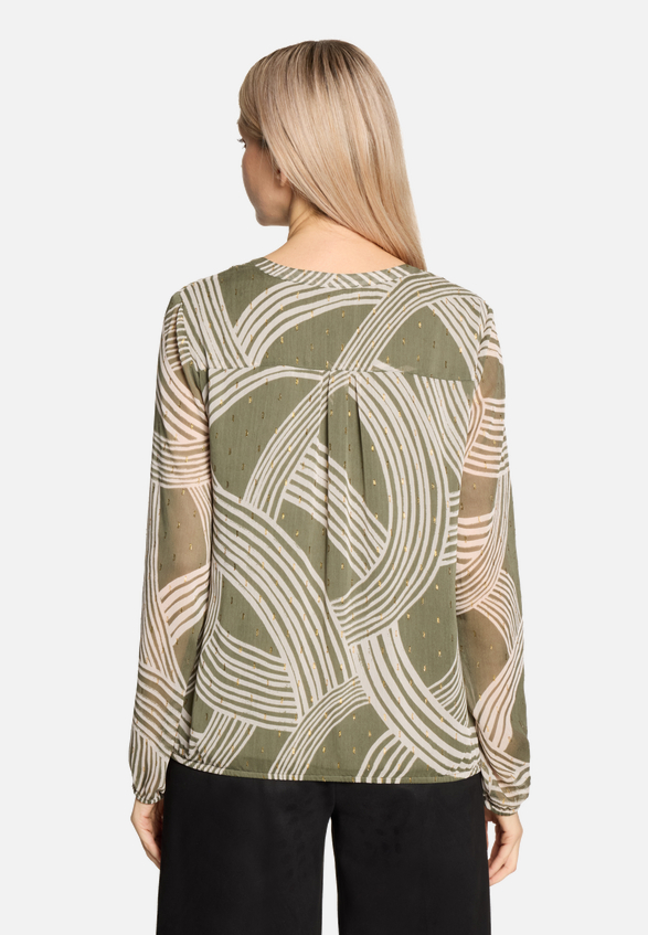 Schlupfbluse mit Print / Modellfoto Rückseite