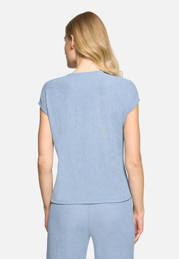 Kurzarm-Shirt mit Raffung / Modellfoto Rückseite