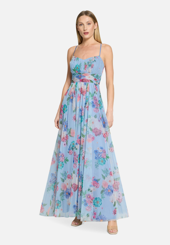 Abendkleid mit Blumenprint / Modellfoto Vorderseite