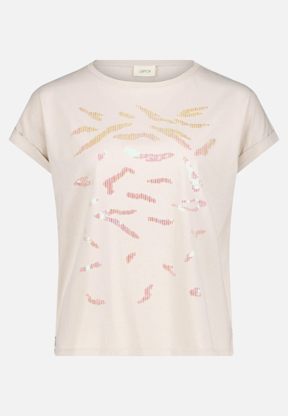 Baumwollshirt mit Ärmelaufschlag / Vorderseite