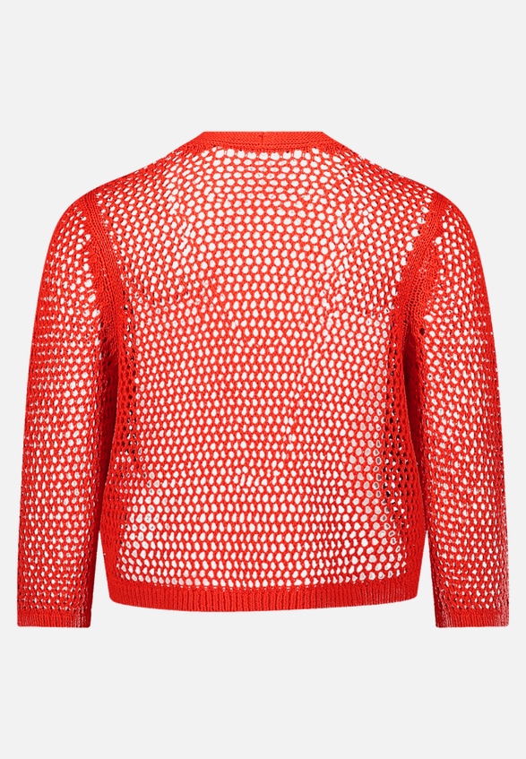 Grobstrickjacke mit Lochmuster / Rückseite