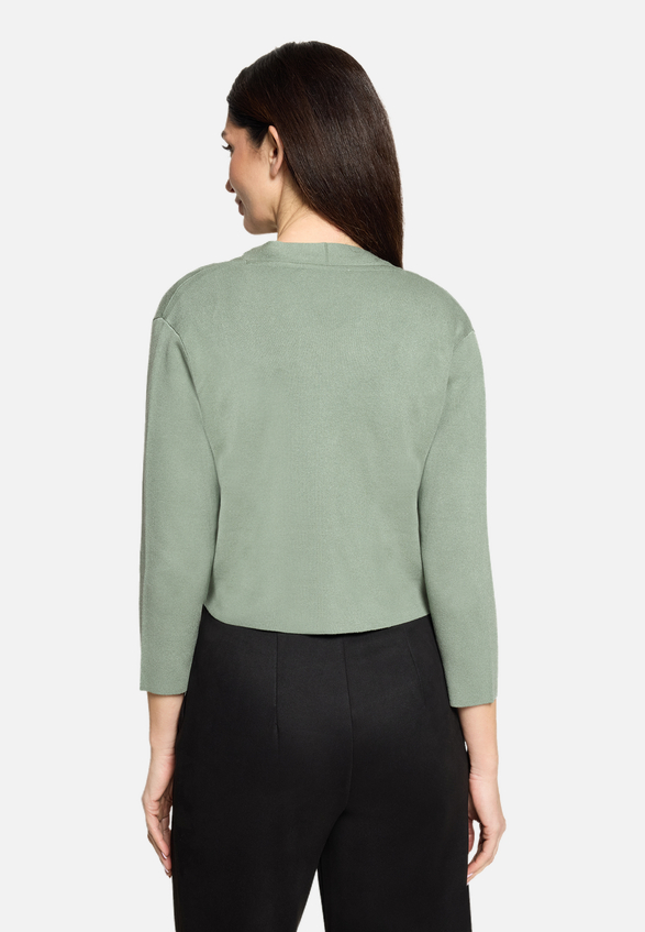 Feinstrickjacke ohne Verschluss / Modellfoto Rückseite