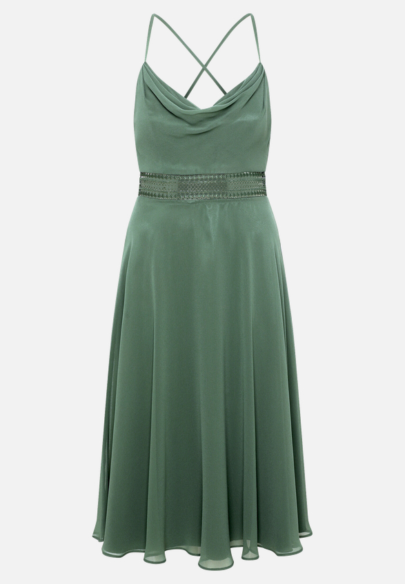 Cocktailkleid mit Wasserfallausschnitt / Vorderseite