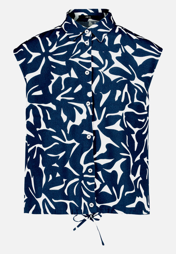 Hemdbluse  kurzarm mit Blumen / Vorderseite