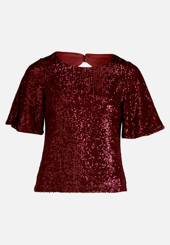 Pailletten-Bluse mit Flügelärmeln / Vorderseite