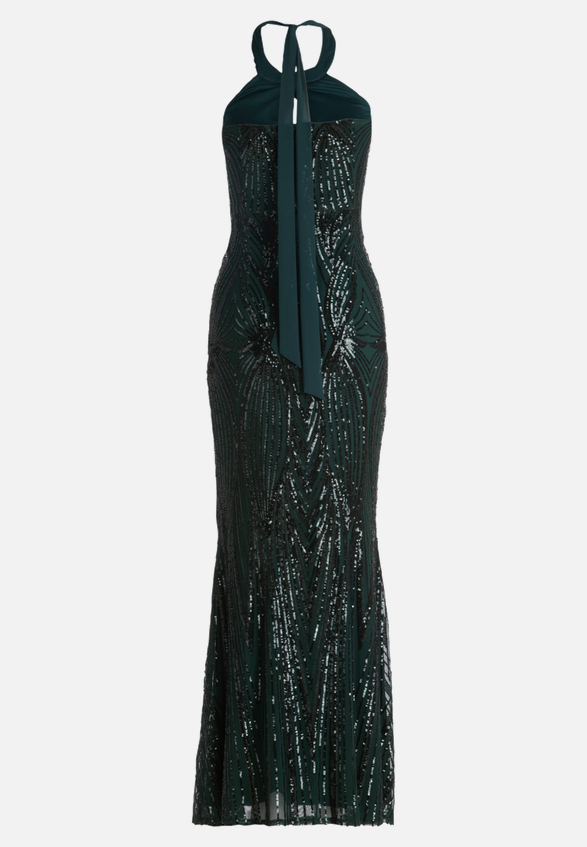 Abendkleid im Glitzer-Look / Rückseite