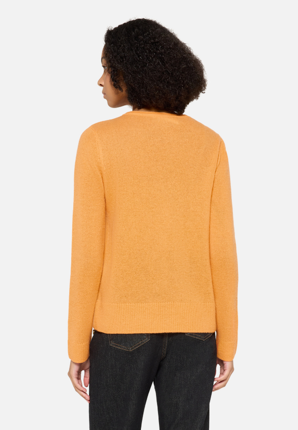 Kaschmir-Pullover mit Rundhalsausschnitt / Modellfoto Rückseite