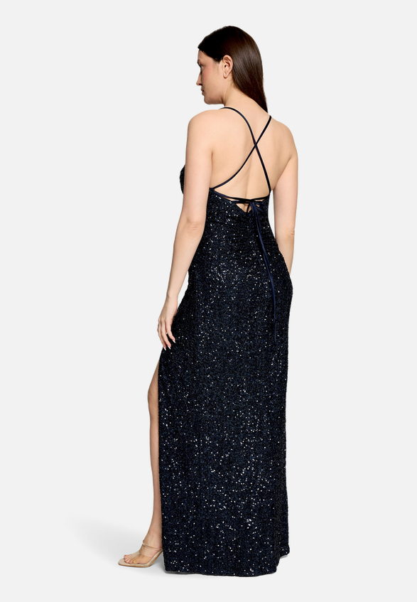 Abendkleid figurbetont / Modellfoto Rückseite