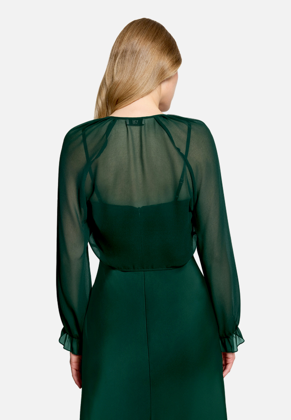 Bolero-Jacke mit gekräuseltem Ausschnitt / Modellfoto Rückseite