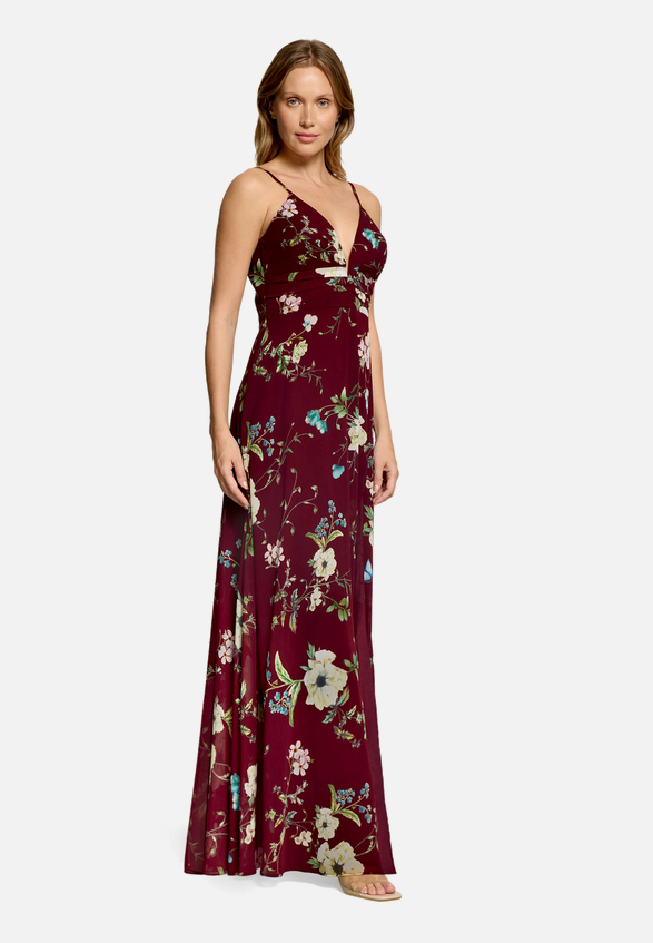 Abendkleid mit Muster / Modellfoto Vorderseite (Outfit)