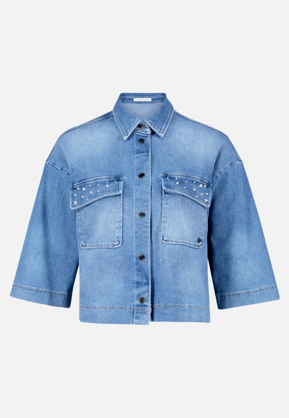 Jeansjacke mit Perlen / Vorderseite