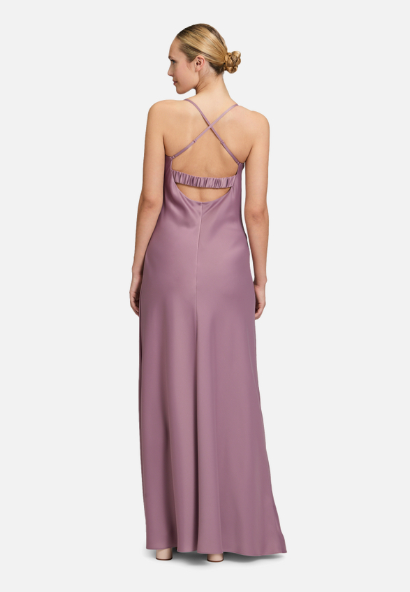 Abendkleid mit Wasserfallausschnitt / Modellfoto Rückseite