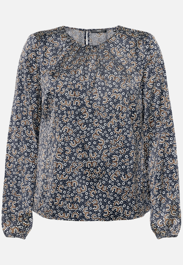 Satinbluse   langarm mit Blumen  / Vorderseite